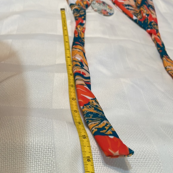 NWT Binlowis Sz L 1 Piece Halter Bathing Suit Teal / Orange / White Design - Picture 10 of 13